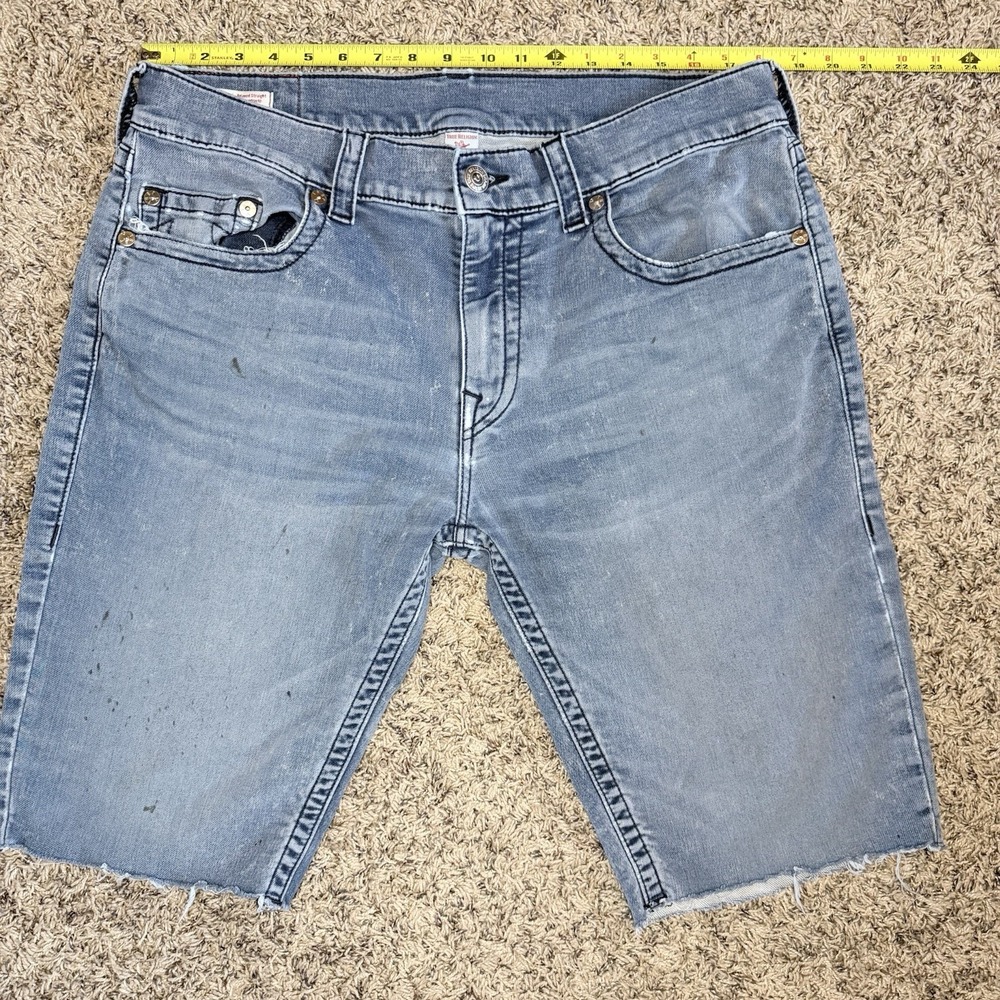 True Religion Ricky Relaxed Straight Denim Shorts Mens 36 Raw Hem - Picture 6 of 12